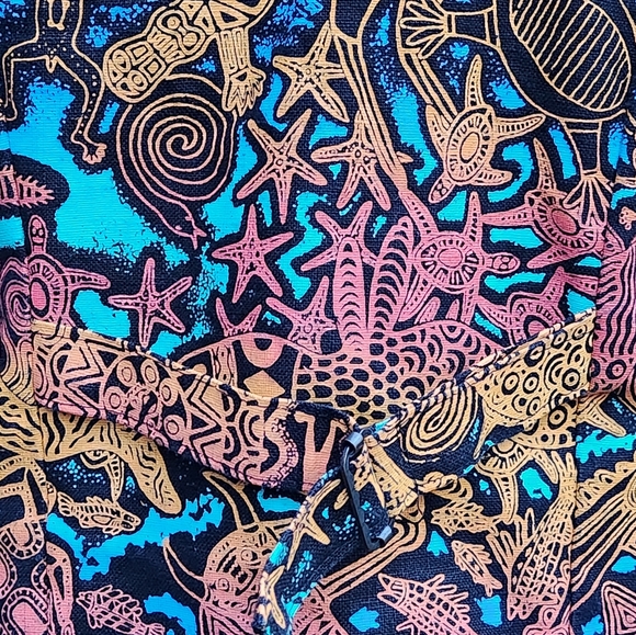 Jammin Hand Prints Hemp Aboriginal Vest Made in Coolum Bch Australia Size Small - Picture 7 of 10